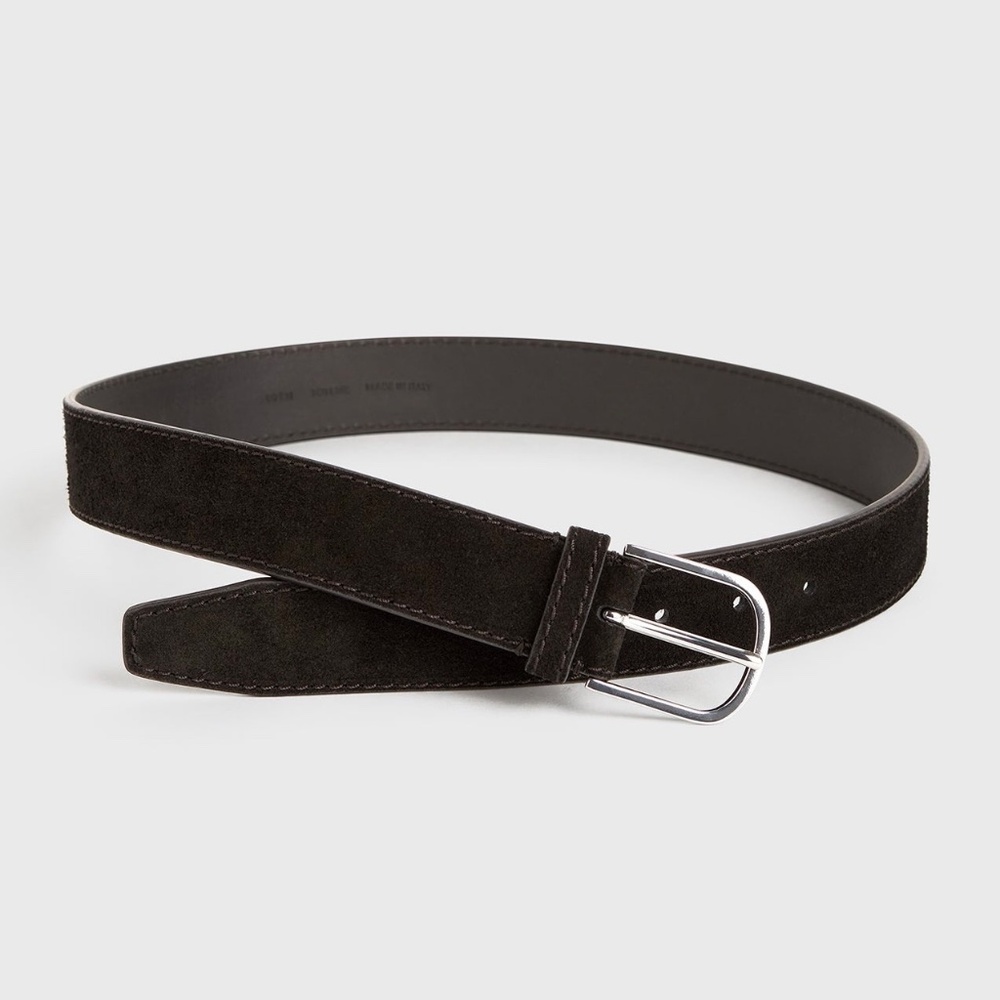 TOTEME Bold Wide Trouser Belt in Suede Espresso Dark Brown Size 80 - Picture 4 of 9